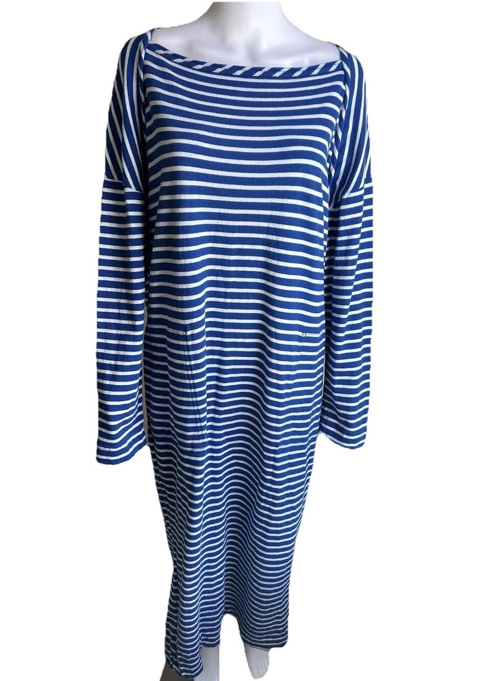 Free People Free Est Tivoli Maxi Dress XS Blue White Stripe Oversized